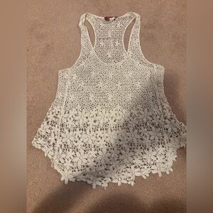 Panhandle Elegant White Crochet Lace Tank Top size small
